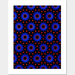 Dark Dramatic Blue and Red Pattern Posters and Art